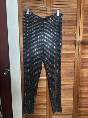 SHEIN Black Embellished Sequin pants 1xL